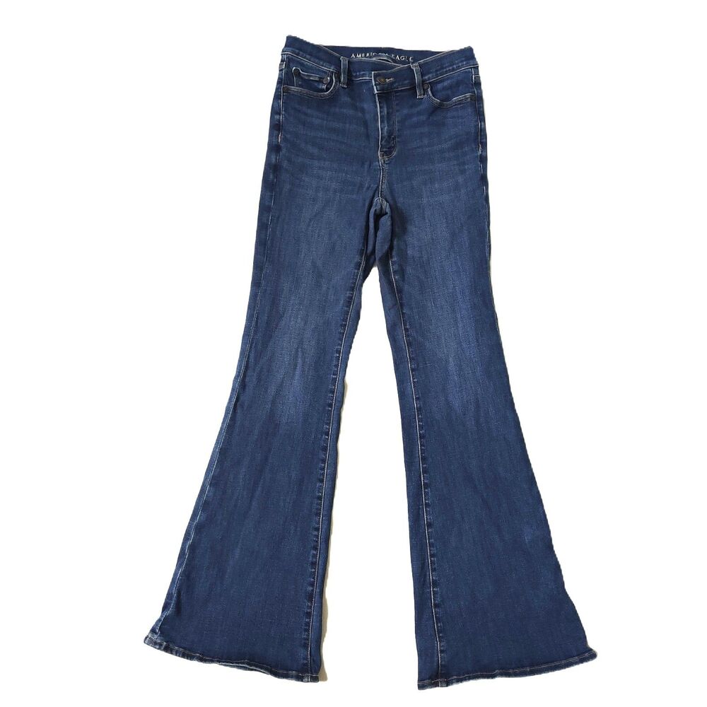 American Eagle Women's Size 4 Super High Rise Flare Stretch Jeans Dark Wash